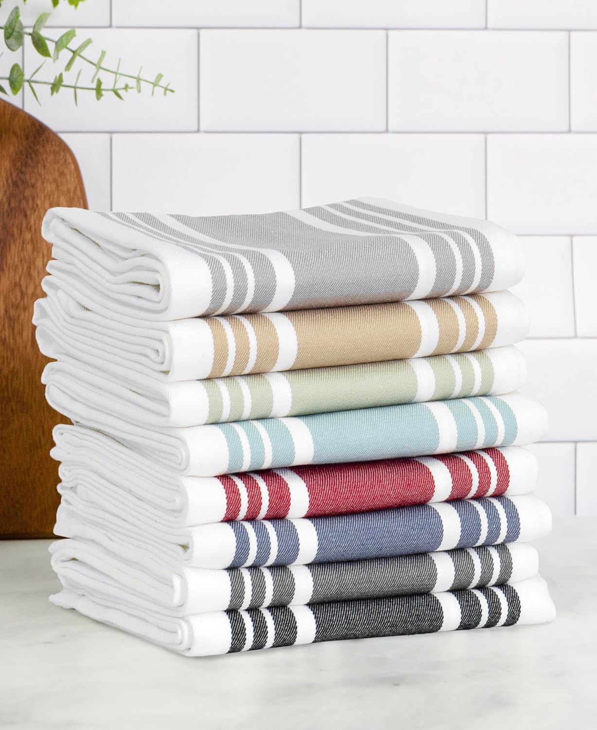 All-Clad Woven Bistro Kitchen Towels: Highly Absorbent, Super Soft Long Lasting - 100% Cotton, 20x30 Dish Towels for Cleaning & Drying Dishes, Pans, Glassware, or Countertops, (4-Pack), Cappuccino